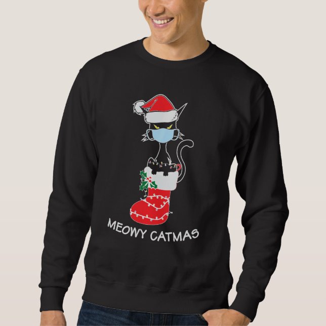 Weihnachtskatzen Shirt für Katzen Mama Vater Meowy (Vorderseite)