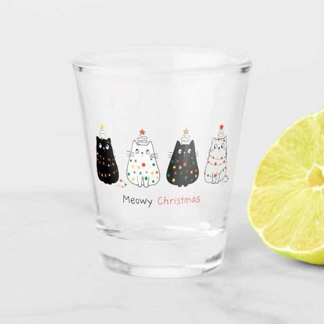 Weihnachtskatzen Shotglas Schnapsglas (Vorderseite)