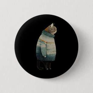 Weihnachtskatzen Spaß Kitten Pet Fett Graue Katze Button