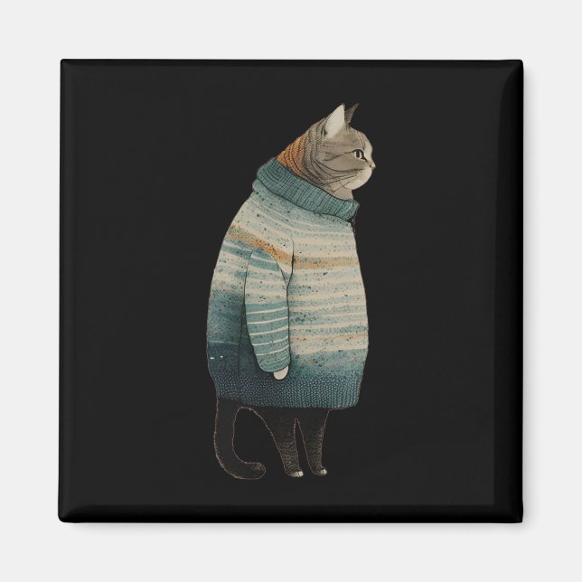 Weihnachtskatzen Spaß Kitten Pet Fett Graue Katze  Magnet (Vorne)