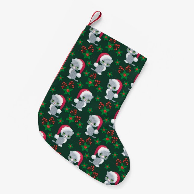Weihnachtskatzen-Strumpf Kleiner Weihnachtsstrumpf (Vorderansicht (hängend))