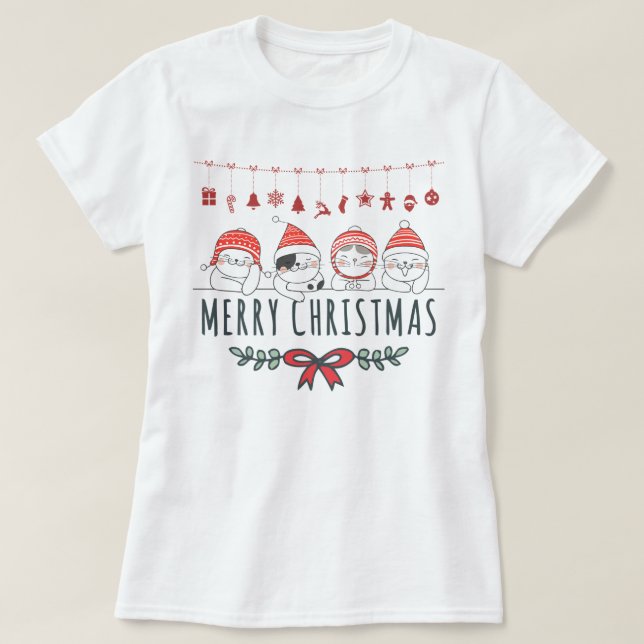 Weihnachtskatzen T-Shirt (Design vorne)