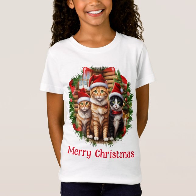 Weihnachtskatzen T-Shirt (Vorderseite)