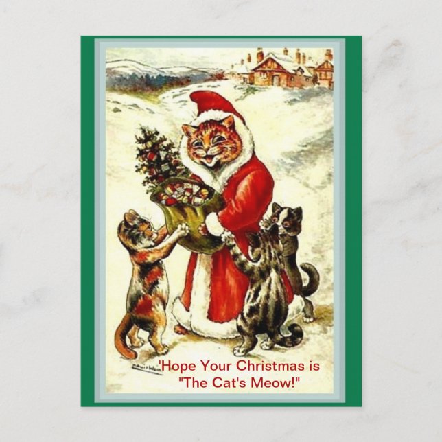 Weihnachtskatzen "The Cat's Meow" Santa copy Postkarte (Vorderseite)