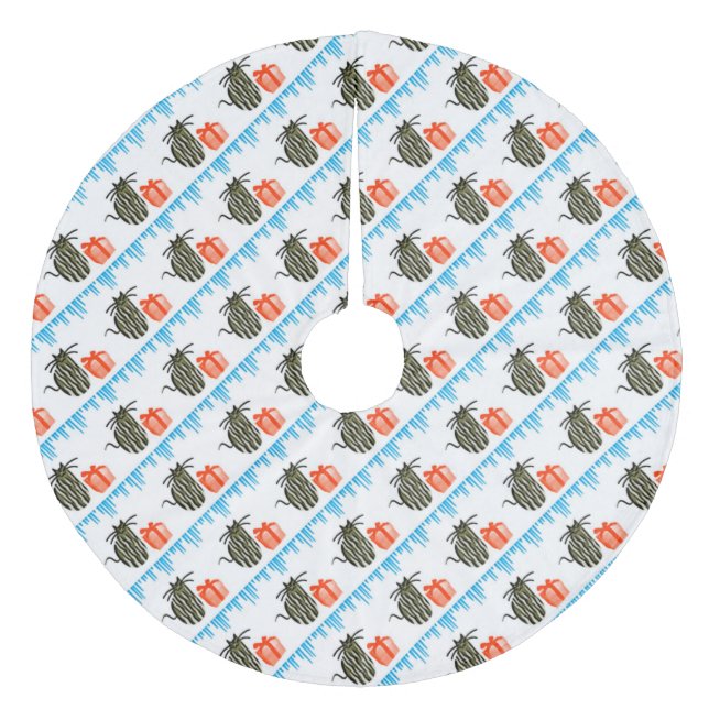 Weihnachtskatzen und Geschenke Fleece Weihnachtsbaumdecke (Vorderseite)