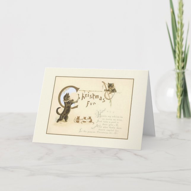 Weihnachtskatzen und Mäuse Grußkarte Feiertagskarte (Vorderseite)