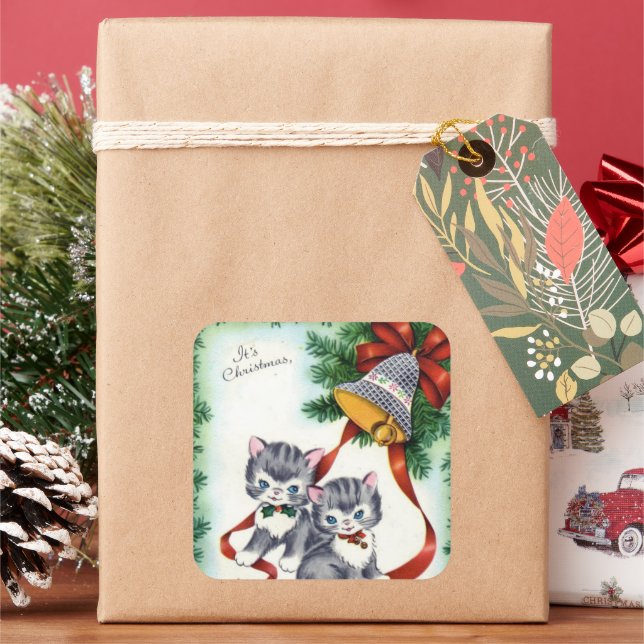 Weihnachtskatzen Weihnachtsaufkleber Quadratischer Aufkleber (Feiertag)