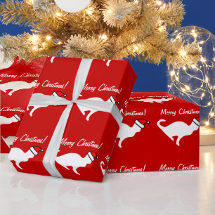 Weihnachtskatzen-Wrap-Papier weiße Katze Geschenkpapier