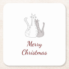 Weihnachtskatzen Zeichnend Niedliche Kätzchen Skri Rechteckiger Pappuntersetzer