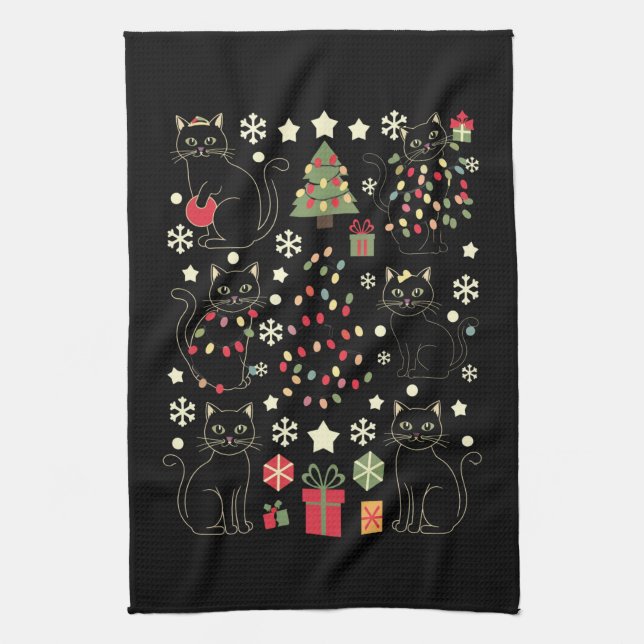 Weihnachtskatzengeschenk für Katzenbesitzer Geschirrtuch (Vertikal)