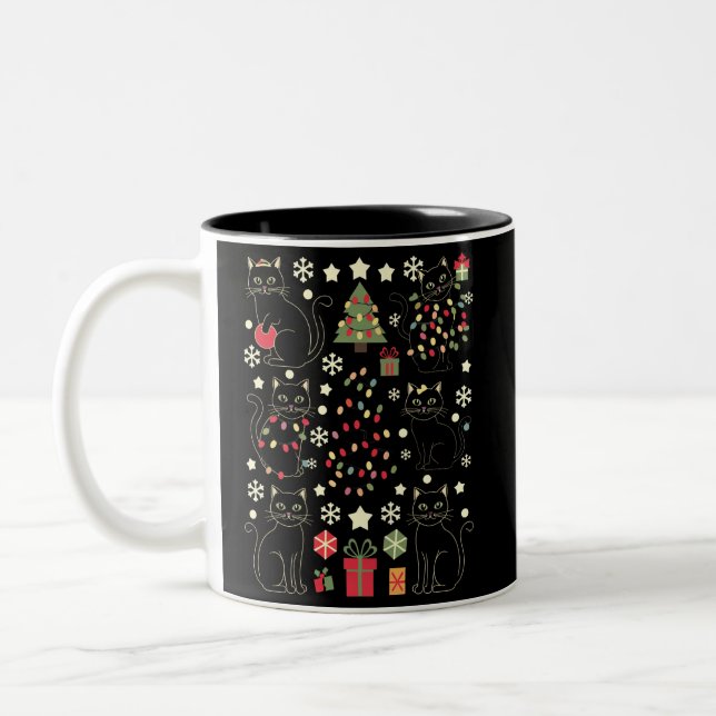Weihnachtskatzengeschenk für Katzenbesitzer Zweifarbige Tasse (Links)
