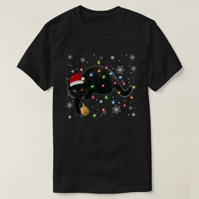 Weihnachtskatzenjammer Shirt für Men Black Cat Wei (Design vorne)