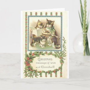Weihnachtskatzenkatze Grußkarte Feiertagskarte