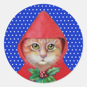 Weihnachtskatzenkleber Runder Aufkleber