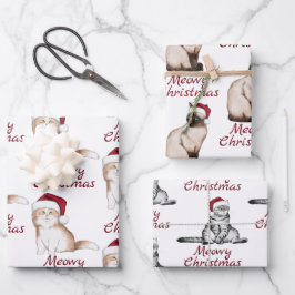 Weihnachtskatzenmuster Geschenkpapier Set