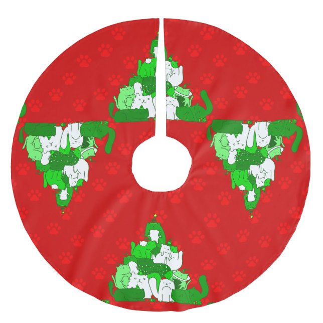 Weihnachtskatzenpflaster Polyester Weihnachtsbaumdecke (Vorderseite)