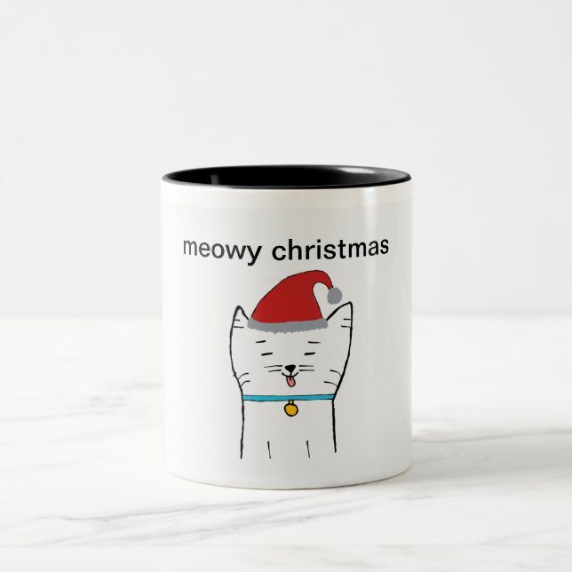 WeihnachtskatzenTasse Zweifarbige Tasse (Mittel)