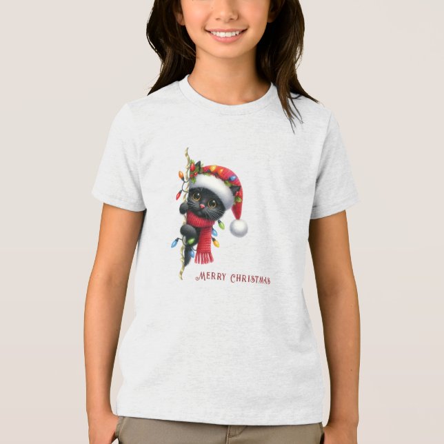 Weihnachtskatzenurlaub Tri-Blend Shirt (Vorderseite)