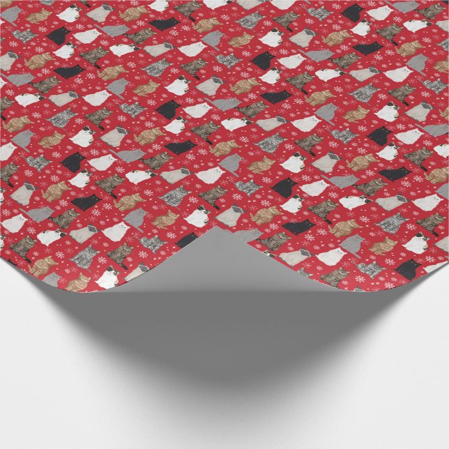 Weihnachtskatzenwrap Geschenkpapier (Ecke)