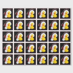 Weihnachtskautschuk Ducky Weihnachtsmannmütze Wrap Geschenkpapier