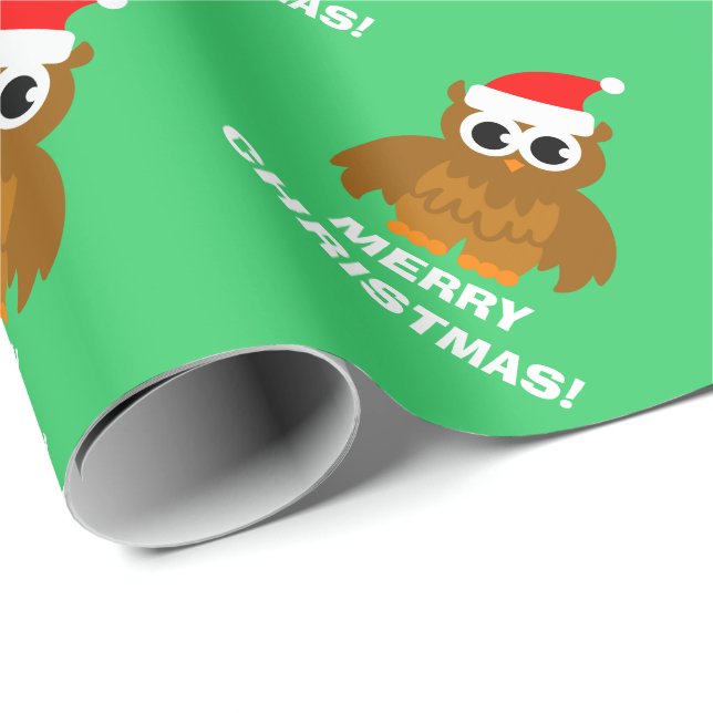 Weihnachtskauz-Cartoon Geschenkpapier (Rolleneckpunkt)