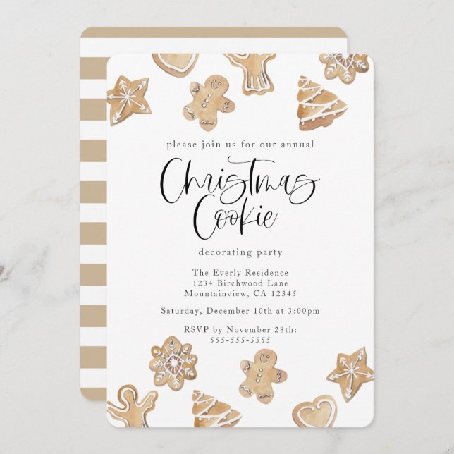 Weihnachtskeks Dekorieren Party Einladung (Vorne/Hinten)