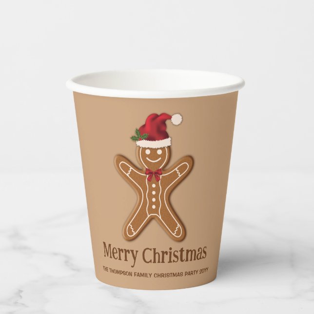 Weihnachtskeks mit Text Pappbecher (Vorderseite)
