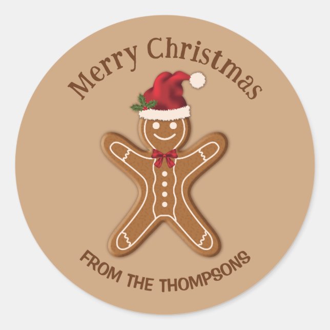 Weihnachtskeks mit Text Runder Aufkleber (Vorderseite)