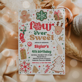 Weihnachtskeks Vier mal Sweet Birthday Party Einladung