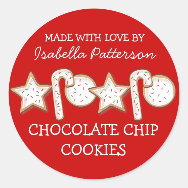 Weihnachtskekse aus dem Küchensticker Rot Runder Aufkleber (Vorderseite)