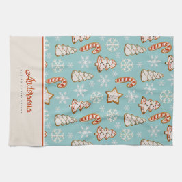 Weihnachtskekse Blue Monogram Geschirrtuch