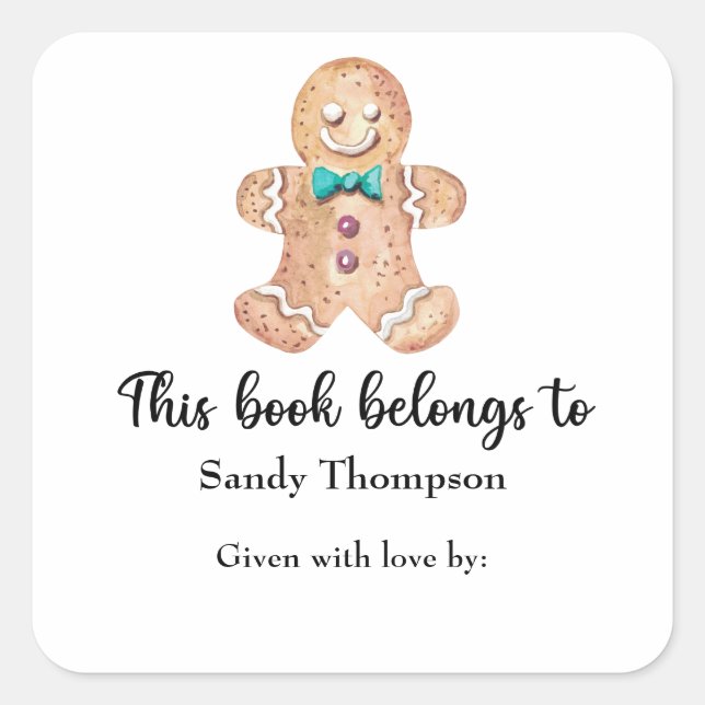 Weihnachtskekse - dieses Buch gehört Quadratischer Aufkleber (Vorderseite)