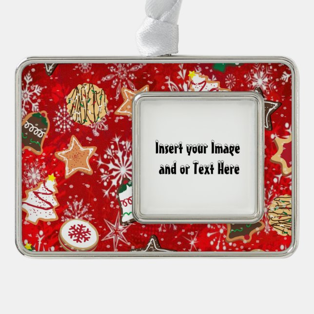 Weihnachtskekse ergänzen Ihr Foto Gerahmte Ornamen Rahmen-Ornament Silber (Vorderseite)