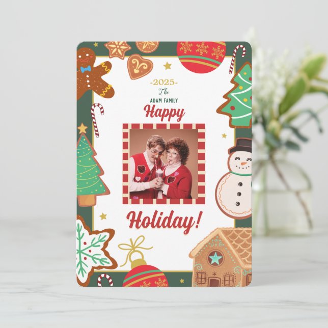 Weihnachtskekse Foto Weihnachtskarte Feiertagskarte (Stehend Vorderseite)