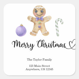 Weihnachtskekse Frohe Weihnachten Quadratischer Aufkleber