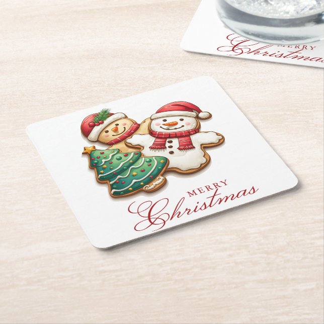 Weihnachtskekse Frohe Weihnachten Rechteckiger Pappuntersetzer (angewinkelt)