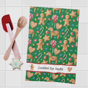 Weihnachtskekse für Santa Green Kitchen Handtuch