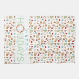 Weihnachtskekse Gemustert glückliche Feiertage Geschirrtuch