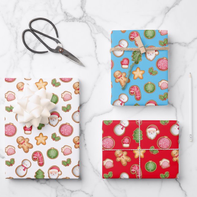 Weihnachtskekse Geschenkpapier Set (Vorderseite)