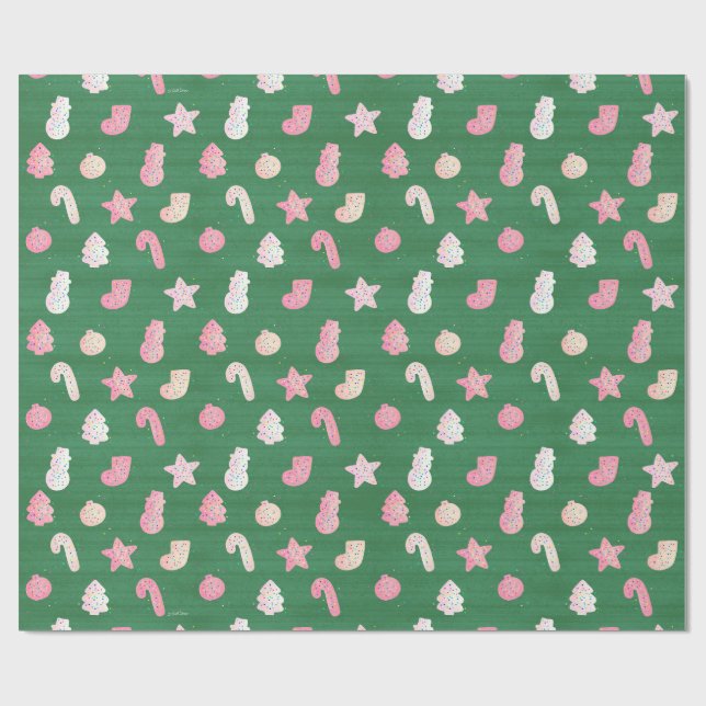 Weihnachtskekse Grün Geschenkpapier (Flach)
