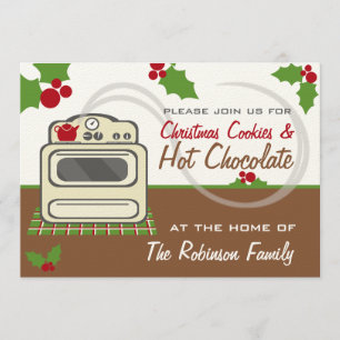 Weihnachtskekse & Hot Chocolate Party Retro Einladung
