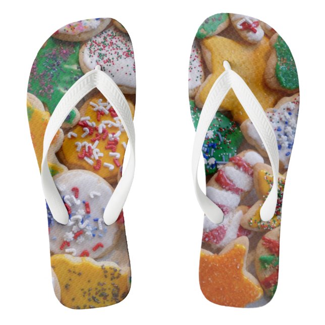 Weihnachtskekse ich farbenfrohe Weihnachtsgebäck Flip Flops (Fußbett)