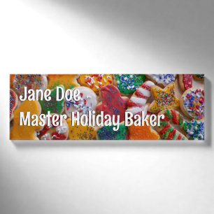 Weihnachtskekse ich farbenfrohe Weihnachtsgebäck Namenschild