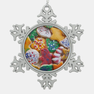 Weihnachtskekse ich farbenfrohe Weihnachtsgebäck Schneeflocken Zinn-Ornament