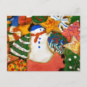 Weihnachtskekse III Farbige Weihnachtsbäckerei Postkarte