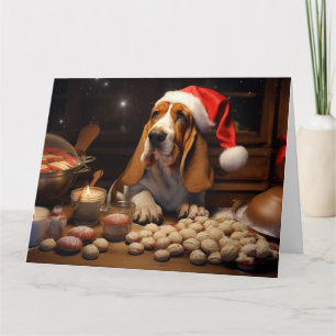Weihnachtskekse im Basset Hound Feiertag Karte