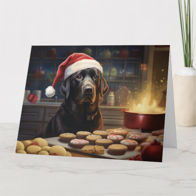 Weihnachtskekse im Black Lab Feiertag Karte (Vorderseite)