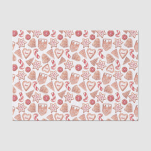 Weihnachtskekse im Wasserfarben Patternurlaub Seidenpapier