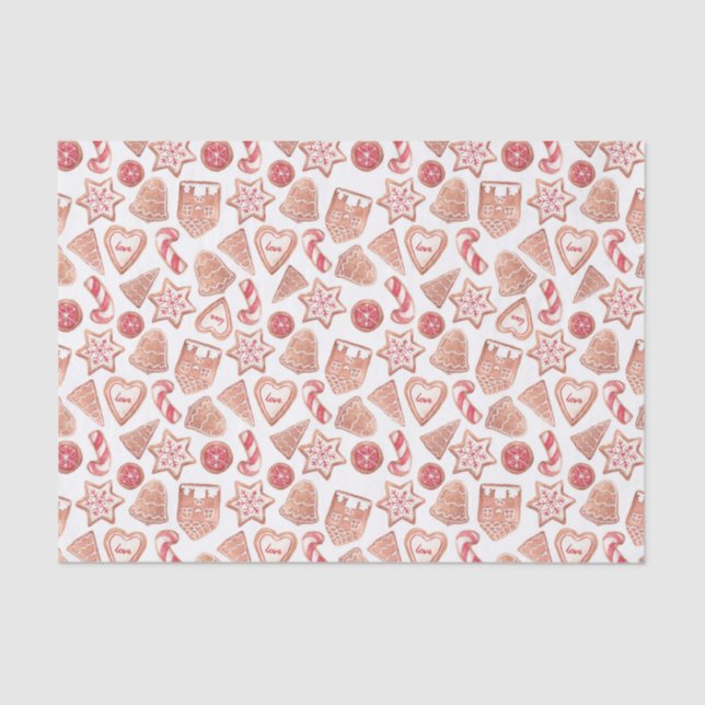 Weihnachtskekse im Wasserfarben Patternurlaub Seidenpapier (Vorderseite)