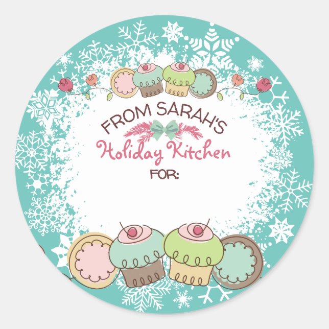 Weihnachtskekse Kuchen aus der Küche Runder Aufkleber (Vorderseite)